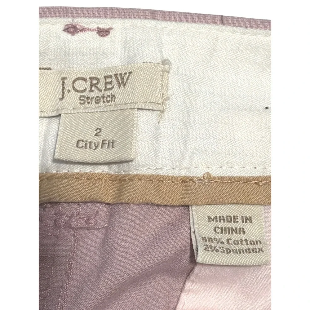 J.Crew City Fit Stretch Chino Pants Womens 2 Mauve Pink Tapered Leg Cotton Twill